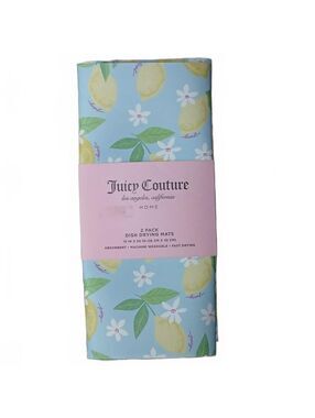 Juicy Couture 2 Pc Lemon Floral Dish Drying Mat Set Kitchen NWT Lemon Girl Core